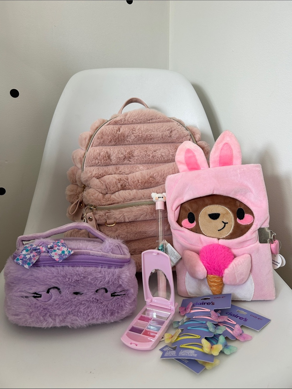Kids Plush Back-to-School Bundle 🐰💕 Backpack, Notebook, Pen, Pouch, Accessories